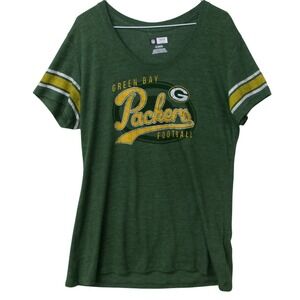 NFL Team Apparel Green Bay Packers Women XL Green Graphic T-Shirt Scoop Neck Tee